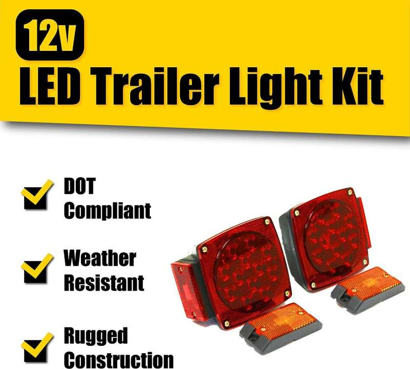 Trailer Light Kit - 12V All LED, Left and Right Waterproof Submersible for Trailers, Boat Trailer