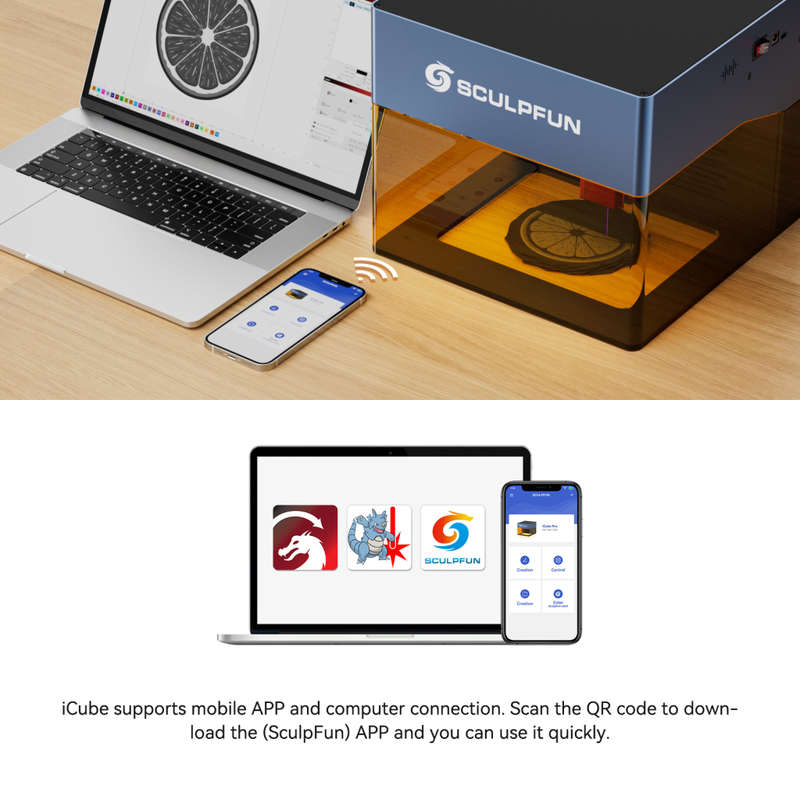 SCULPFUN New iCube Pro 5W CNC Cutting Printer Machine DIY Mini Laser Engraving Machines for Wood Pla