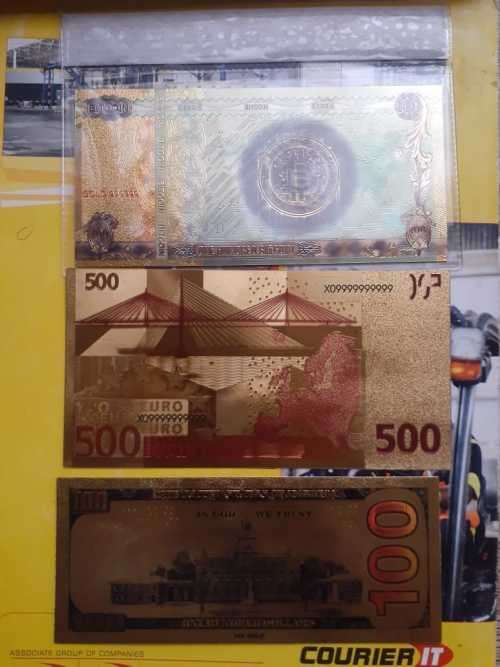 3x 24k gold Banknotes