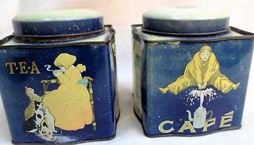TWO EXQUISITE OLD 'DODO,TUNNBRIDGE WELLS' TEA AND COFFEE TIN CANISTERS!!