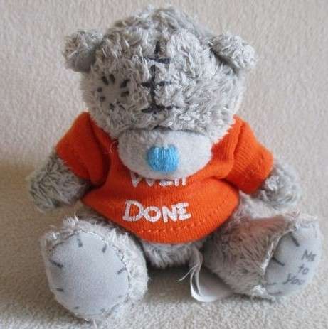 A TEENY WEENY TATTY TEDDY  (ME TO YOU) IN HIS 'WELL DONE' T-SHIRT!!