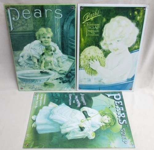 A NOSTALGIC TOUCH FOR THE BATHROOM - THREE  METAL 'PEARS' SIGNS!!