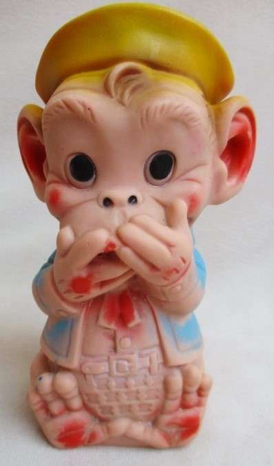 RARE!!  VINTAGE 1961 EDWARD MOBLEY RUBBER MONKEY - SPEAK NO EVIL!!
