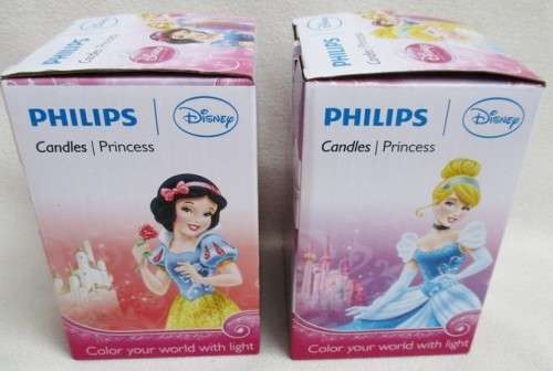 TWO BRAND NEW USB CHARGED DISNEY PRINCESS CANDLES - SNOW WHITE AND CINDERELLA!!