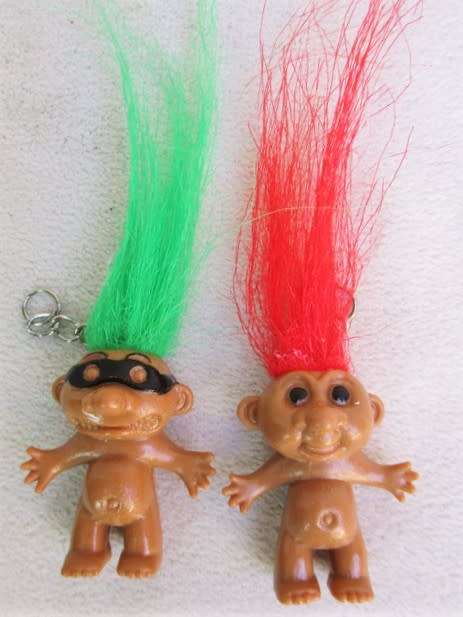 TWO CUTE LITTLE TROLL CHARMS? KEY RING HOLDERS?