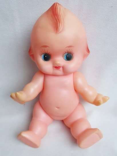 A CUTE 29CM TALL VINTAGE SQUEAKY KEWPIE DOLL MARKED 'MADE IN JAPAN' ON BACK!!