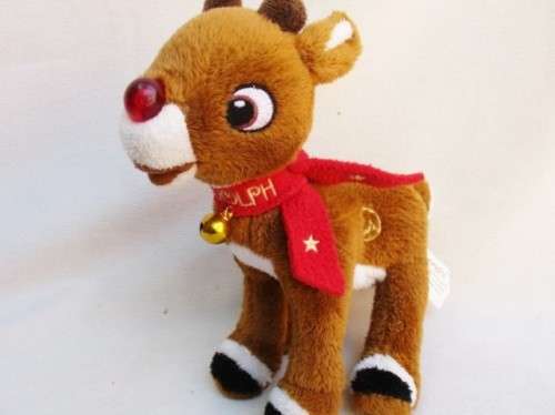 CUTE MUSICAL RUDOLPH THE RED NOSED REINDEER WITH FLASHING NOSE!!