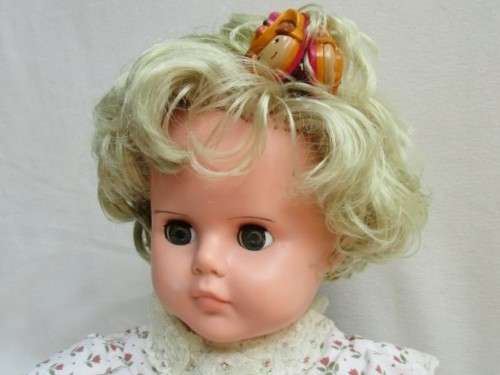 A STUNNING 45CM TALL BLUE-EYED VINTAGE DOLL IN GREAT CONDITION MARKED 'J' ON BACK OF HEAD!!