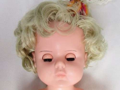 A STUNNING 45CM TALL BLUE-EYED VINTAGE DOLL IN GREAT CONDITION MARKED 'J' ON BACK OF HEAD!!