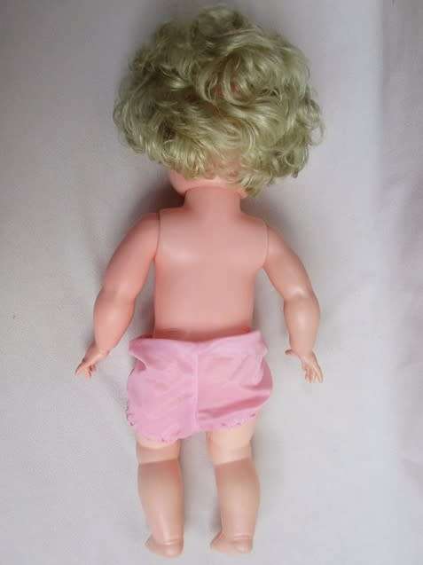 A STUNNING 45CM TALL BLUE-EYED VINTAGE DOLL IN GREAT CONDITION MARKED 'J' ON BACK OF HEAD!!