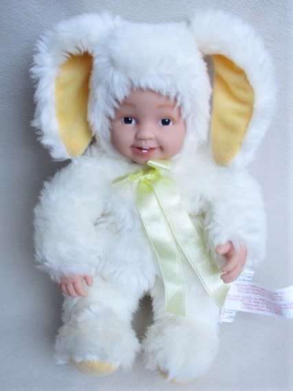 SWEET ANNE GEDDES BUNNY DOLL WITH YELLOW INNER EARS - RATHER RARE!!