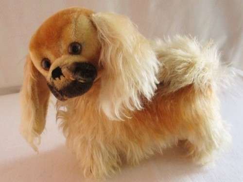SO SPECIAL - LARGE VINTAGE 1960's/70's STEIFF MOHAIR PEKY PEKINGESE WITH BUTTON AND SWIVEL HEAD!!