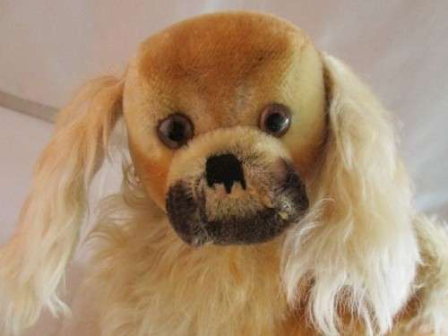 SO SPECIAL - LARGE VINTAGE 1960's/70's STEIFF MOHAIR PEKY PEKINGESE WITH BUTTON AND SWIVEL HEAD!!