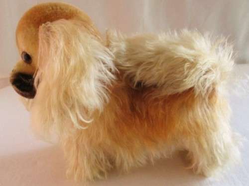 SO SPECIAL - LARGE VINTAGE 1960's/70's STEIFF MOHAIR PEKY PEKINGESE WITH BUTTON AND SWIVEL HEAD!!