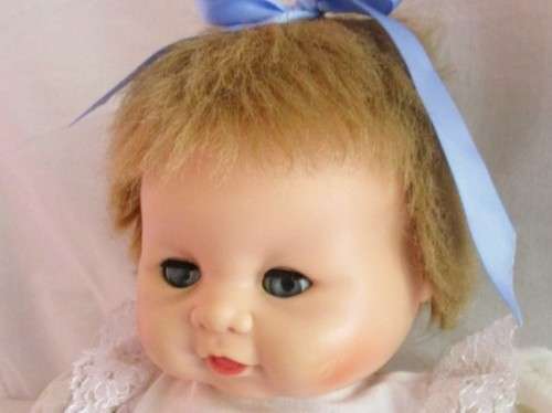 VINTAGE 1961 BABY DOLL - 43CM TALL - MARKED 'U PLATED MOULDE INC 1961' ON BACK OF HEAD