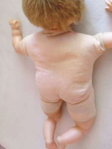 VINTAGE 1961 BABY DOLL - 43CM TALL - MARKED 'U PLATED MOULDE INC 1961' ON BACK OF HEAD