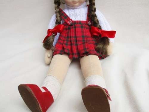 LOVELY 44CM HAND PAINTED CLOTH DOLL MADE FROM INTERLOCK KNIT FABRIC!!