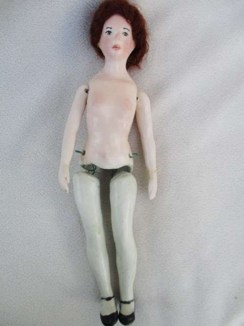SPECIAL FIND!! A SMALL 21CM TALL ANTIQUE LATE 1800's 'WAX OVER' DOLL STRAIGHT OUT OF THE ATTIC !!