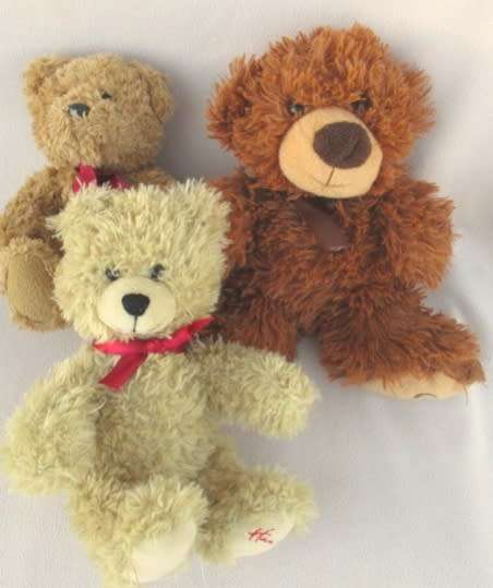 A BUNCH OF TEN NICE-SIZED, SOFT, CLEAN TEDDY BEARS