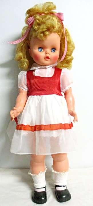 SO RARE!! A LARGE VINTAGE 1950's/60's  EVERGREEN, HONG KONG WALKING DOLL (NO 1027)   - 66CM TALL