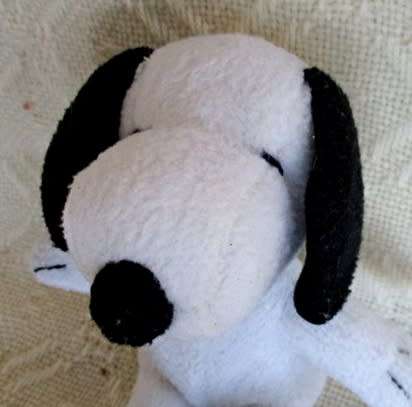 A CUTE SMALL SNOOPY IN SANDALS