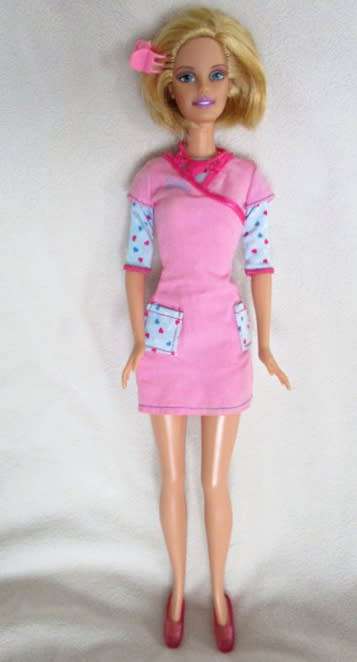 MATTEL  BARBIE DOLL WITH PRETTY BOB HAIRSTYLE AND WEARING ORIGINAL BARBIE DRESS!
