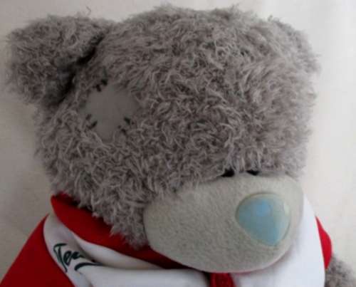 A LARGE TATTY TEDDY  (ME TO YOU)  IN HIS 'TEDDY/7' SHIRT