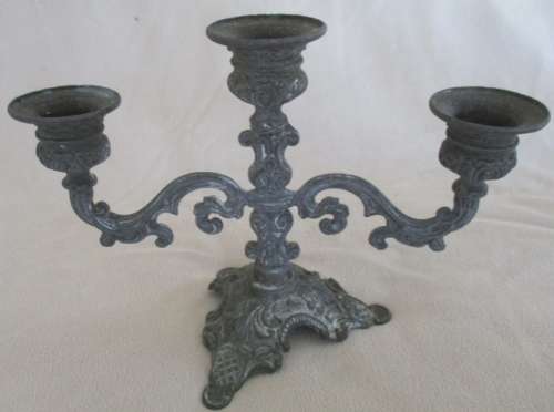 TWO OLD, ORNATE VINTAGE METAL CANDLESTICKS