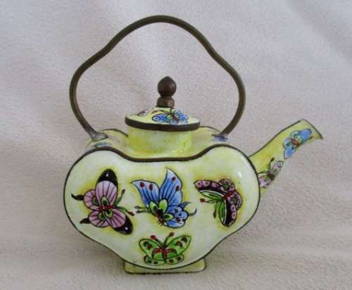 COLLECTABLE 1998 EMPRESS ARTS ENAMELED MINIATURE TEAPOT  - EXQUISITE!