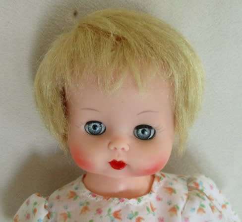 A SWEET VINTAGE 29CM TALL ROSY CHEEKED DARLING MARKED SAD ON BACK