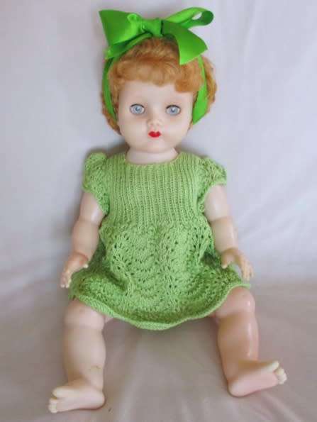 LARGE VINTAGE VINYL/RUBBER 49CM TALL PEDIGREE DOLL WITH TWO CUTE FRONT TEETH