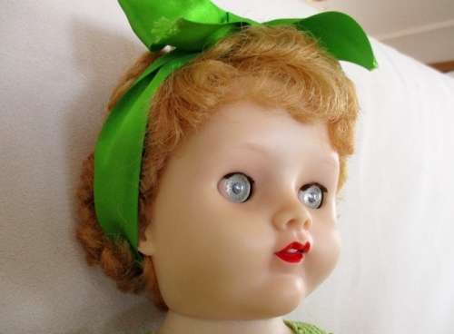 LARGE VINTAGE VINYL/RUBBER 49CM TALL PEDIGREE DOLL WITH TWO CUTE FRONT TEETH
