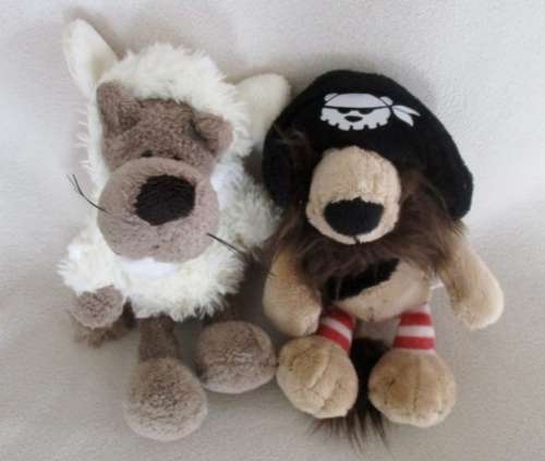 TWO CUTE SMALL COLLECTABLE NICI TOYS - A WOLF IN SHEEP'S CLOTHING AND A PIRATE LION!