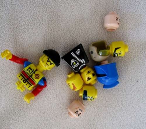 RELISTED - EIGHT REAL LEGO MINI FIGURES PLUS ODD HEADS, HELMETS ETC (INCL LEGO CHIMERA)