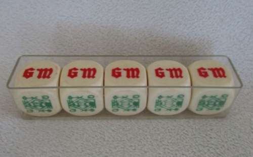 RARE!  A SET OF FIVE VINTAGE GRAND MACNISH (SCOTCH WHISKEY) POKER DICE