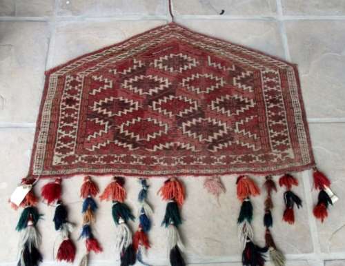 FOR LOUIS MULLINDER ONLY - SEMI ANTIQUE HAND KNOTTED TURKOMAN YAMOUT SADDLE BLANKET