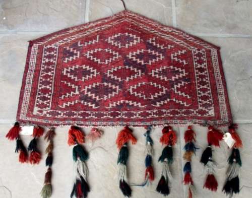 FOR LOUIS MULLINDER ONLY - SEMI ANTIQUE HAND KNOTTED TURKOMAN YAMOUT SADDLE BLANKET