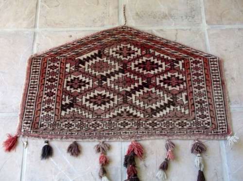 FOR LOUIS MULLINDER ONLY - SEMI ANTIQUE HAND KNOTTED TURKOMAN YAMOUT SADDLE BLANKET