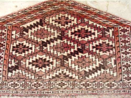 FOR LOUIS MULLINDER ONLY - SEMI ANTIQUE HAND KNOTTED TURKOMAN YAMOUT SADDLE BLANKET