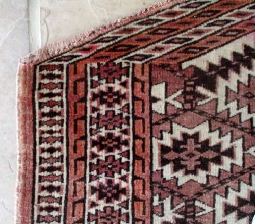 FOR LOUIS MULLINDER ONLY - SEMI ANTIQUE HAND KNOTTED TURKOMAN YAMOUT SADDLE BLANKET