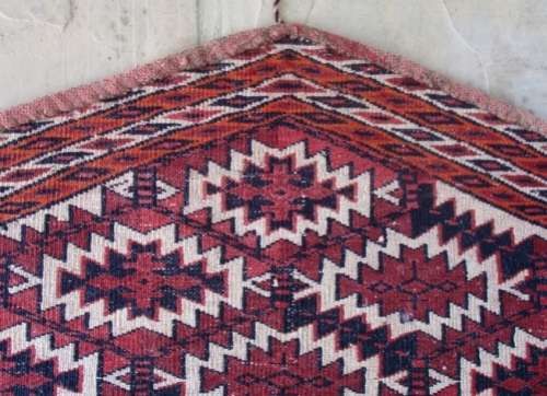 FOR LOUIS MULLINDER ONLY - SEMI ANTIQUE HAND KNOTTED TURKOMAN YAMOUT SADDLE BLANKET