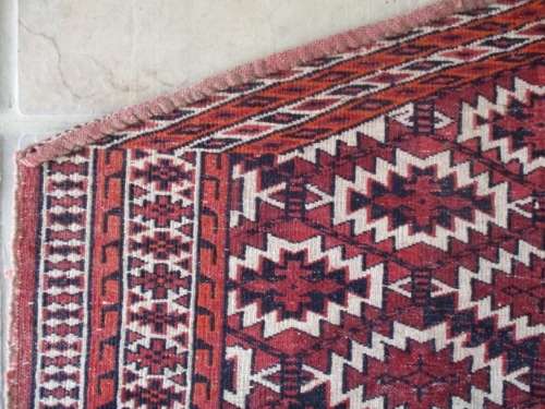 FOR LOUIS MULLINDER ONLY - SEMI ANTIQUE HAND KNOTTED TURKOMAN YAMOUT SADDLE BLANKET