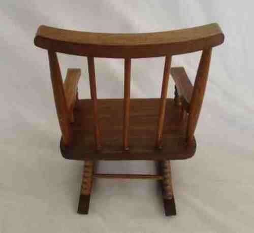A LOVELY WOODEN ROCKING CHAIR FOR BARBIE SIZE DOLL OR SMALL BEAR