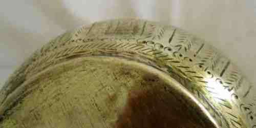 A VERY DECORATIVE VINTAGE ORIENTAL SOLID BRASS PLANTER DEPICTING DANCING MAN AND BIRDS - SIGNED