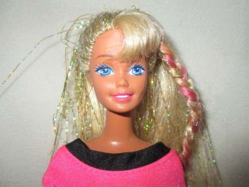 MATTEL BARBIE DOLL WITH LOVELY PINK HIGHLIGHTS AND TINSEL IN HER HAIR (INDONESIA)