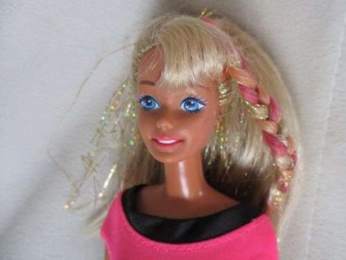 MATTEL BARBIE DOLL WITH LOVELY PINK HIGHLIGHTS AND TINSEL IN HER HAIR (INDONESIA)