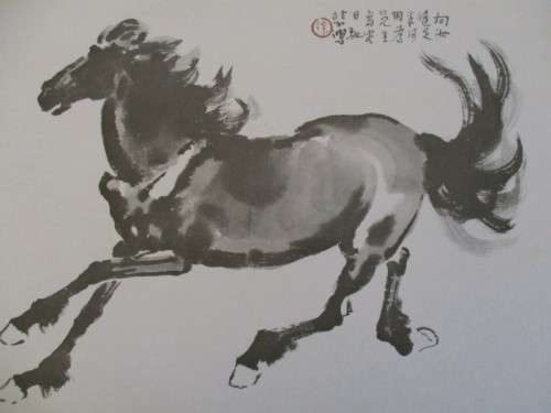 STUNNING VINTAGE CHINESE PRINT OF HORSE TO RE-FRAME