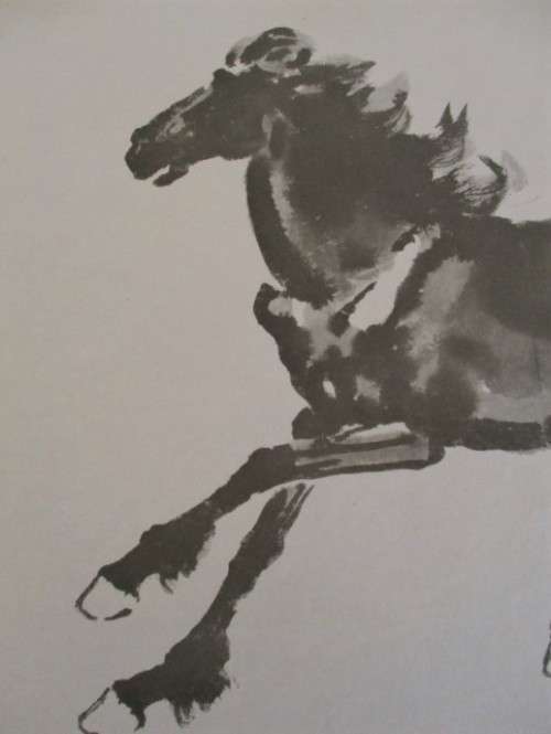 STUNNING VINTAGE CHINESE PRINT OF HORSE TO RE-FRAME