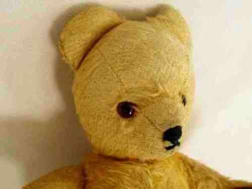 A REAL TEDDY BEAR!!  VINTAGE 32CM TALL (RARE SIZE) GOLDEN MOHAIR ARK BEAR WITH STRAW STUFFED HEAD!!