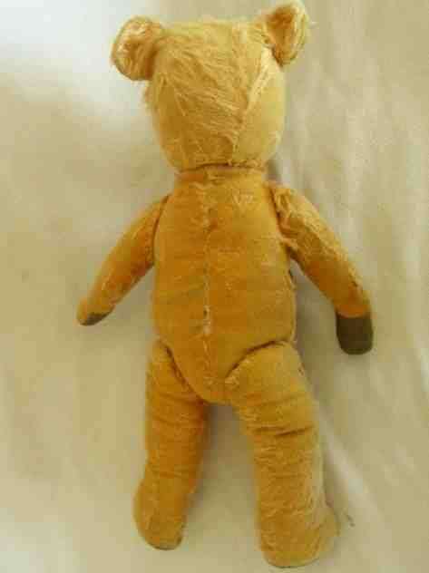 ANTIQUE, MUCH LOVED 44CM GOLDEN MOHAIR BEAR WITH STRAW STUFFED HEAD AND LOADS OF CHARACTER - DEANS?